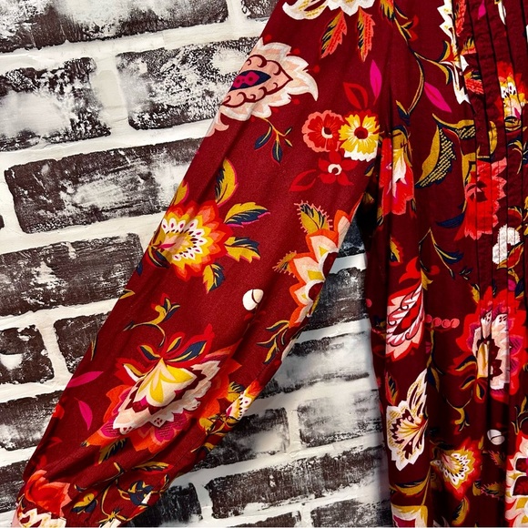 Old Navy Deep Red Floral Boho Autumn Dress Size L - Picture 7 of 8